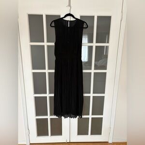 Aritzia Black Pleated Midi Dress